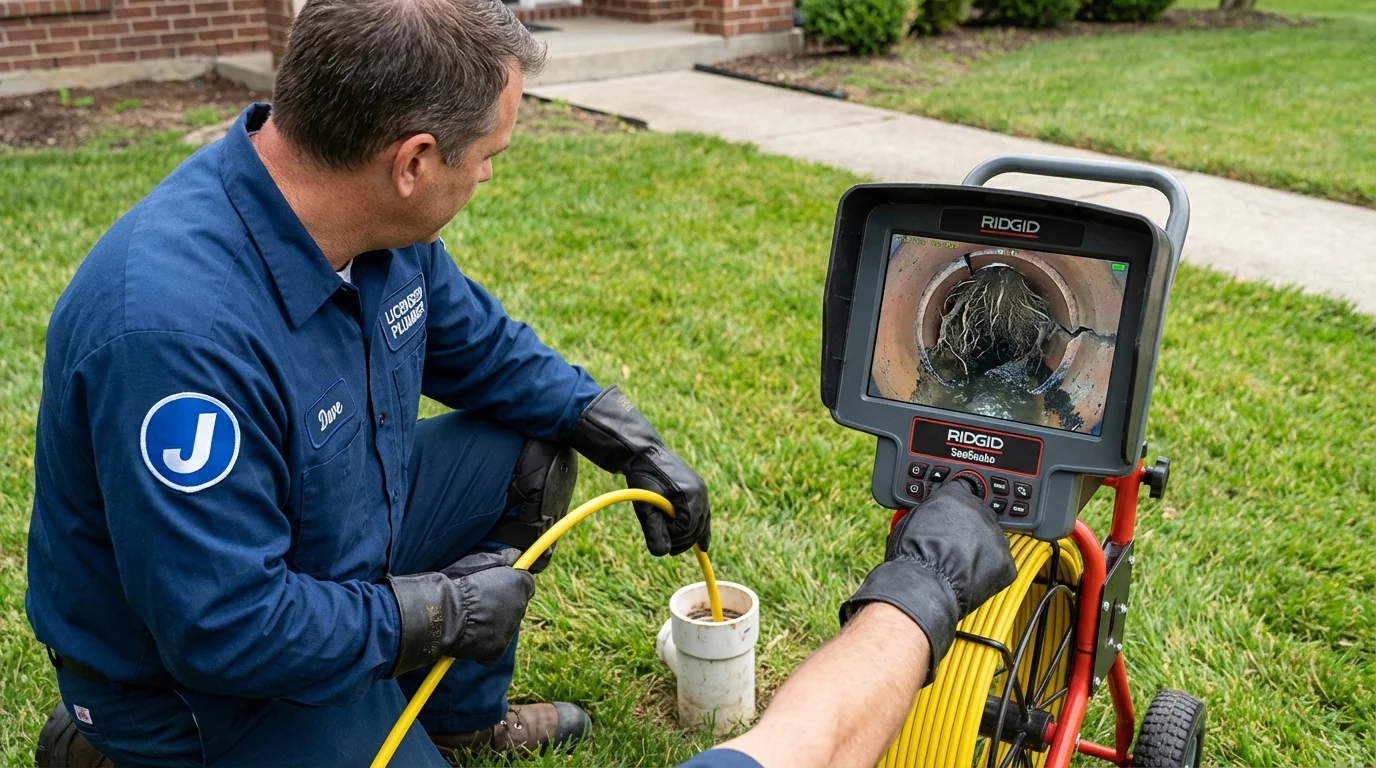 Sewer camera inspection being performed by Johns Plumbing LLC in Holstein